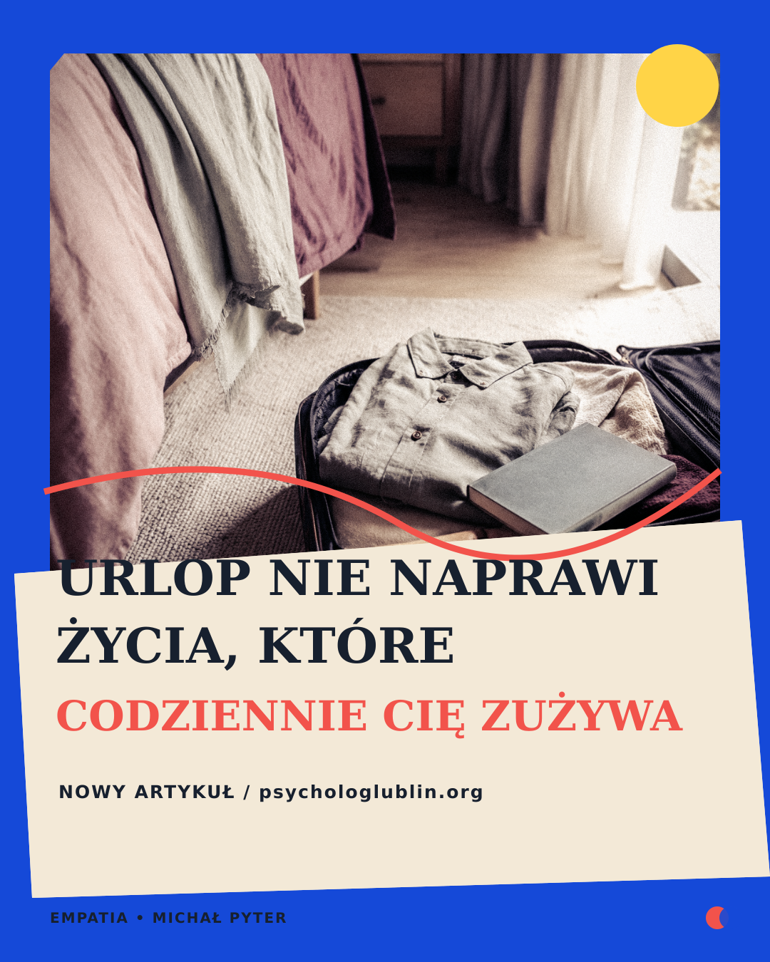 Osoba wracająca z urlopu, symbol przeciążenia po powrocie do codziennych obowiązków